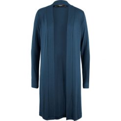 Długi shirt bez zapięcia bonprix ciemnoniebieski. Niebieskie koszulki damskie marki bonprix, bez wzorów, bez kołnierzyka. Za 74,99 zł.