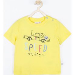 Coccodrillo - T-shirt dziecięcy 74-86 cm. Żółte t-shirty chłopięce COCCODRILLO, z nadrukiem, z dzianiny, bez rękawów. Za 35,90 zł.