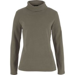 Bluza z polaru z golfem bonprix ciemnooliwkowy. Zielone bluzy polarowe bonprix. Za 49,99 zł.