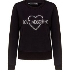 Bluza LOVE MOSCHINO. Czarne bluzy damskie z aplikacjami, z elastanu. W wyprzedaży za 555,00 zł.