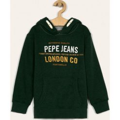 Pepe Jeans - Bluza dziecięca Neville 128-180 cm. Zielone bluzy chłopięce Pepe Jeans, z aplikacjami, z bawełny, bez rękawów, z kapturem. W wyprzedaży za 179,90 zł.