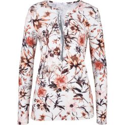 Bluzka shirtowa z nadrukiem bonprix biel wełny z nadrukiem. Białe bluzki damskie bonprix, z nadrukiem, z wełny, bez kołnierzyka, bez rękawów. Za 64,99 zł.