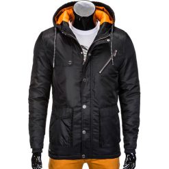 KURTKA MĘSKA PRZEJŚCIOWA PARKA C302 - CZARNA. Czarne parki męskie marki Ombre Clothing, m, z nylonu. Za 99,00 zł.