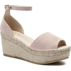 Espadryle EVA MINGE - EM-14-05-000103 821. Różowe espadryle damskie Eva Minge, bez wzorów, ze skóry, bez obcasa, na obcasie. Za 399,00 zł.