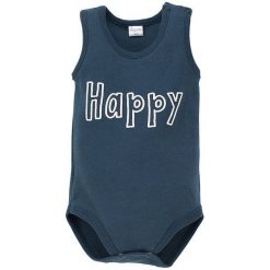 Pinokio Body Dziecięce Happy Llama 68 Niebieskie. Niebieskie body niemowlęce Pinokio, z napisami, z bawełny, bez rękawów. Za 35,00 zł.