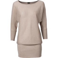 Sweter z lureksową nitką bonprix cielisty. Brązowe swetry klasyczne damskie bonprix. Za 99,99 zł.