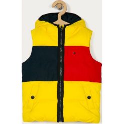 Tommy Hilfiger - Bezrękawnik dziecięcy 104-176 cm. Żółte kurtki chłopięce TOMMY HILFIGER, bez wzorów, z poliesteru, z kapturem. Za 499,90 zł.