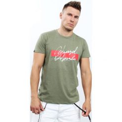 T-shirt Edward Orlovski Zielona Signature. Zielone t-shirty męskie Edward Orlovski, m, bez wzorów, z bawełny, eleganckie, z włoskim kołnierzykiem. Za 49,00 zł.