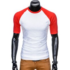 T-SHIRT MĘSKI BEZ NADRUKU S877 - BIAŁY/CZERWONY. Białe t-shirty męskie z nadrukiem marki Inny, m. Za 29,00 zł.