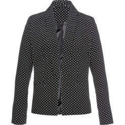 Żakiet z wykładanym kołnierzem Slim Fit bonprix czarno-biały w kropki. Czarne żakiety damskie bonprix, z haftami. Za 149,99 zł.