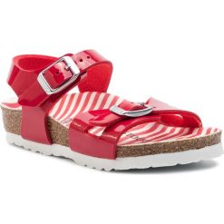 Sandały BIRKENSTOCK - Rio Kids 1012720 Nutrical Stripes Red. Czerwone sandały dziewczęce Birkenstock, ze skóry ekologicznej, bez zapięcia. Za 219,00 zł.