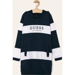 Guess Jeans - Sukienka dziecięca 118-175 cm. Niebieskie sukienki dziewczęce Guess Jeans, z aplikacjami, z bawełny, casualowe, z długim rękawem, długie, maxi, proste. Za 219,90 zł.