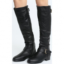 Czarne Kozaki Capacious. Czarne buty zimowe damskie Born2be, z materiału, z okrągłym noskiem, na obcasie. Za 139,99 zł.