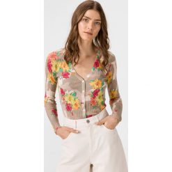 TWINSET Cardigan Beżowy Wielokolorowy. Brązowe bluzy damskie Twinset, l, w kwiaty, z bawełny, bez rękawów, bez kaptura. Za 740,95 zł.