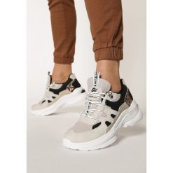 Beżowe Sneakersy Owen. Brązowe buty sportowe damskie Born2be, ze skóry. Za 99,99 zł.