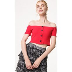 Czerwony Top Conciliate. Czerwone bluzki damskie Born2be, xl, bez wzorów, z dzianiny, bez kołnierzyka. Za 59,99 zł.