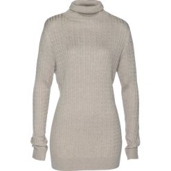 Sweter z golfem z kaszmirem bonprix beżowy melanż. Brązowe swetry damskie bonprix, bez wzorów, z kaszmiru, klasyczne, bez rękawów, bez kaptura. Za 64,99 zł.