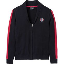 Sweter rozpinany Slim Fit bonprix czarno-czerwony. Czarne swetry męskie bonprix, s, bez wzorów. Za 44,99 zł.