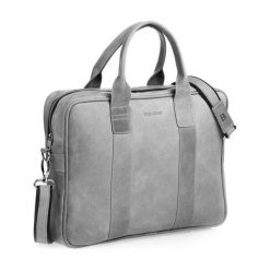 Skórzana torba Elegancja i nowoczesność Szara. Szare torby męskie skórzane Brødrene, w paski, ze skóry, eleganckie, na ramię, małe. Za 379,00 zł.