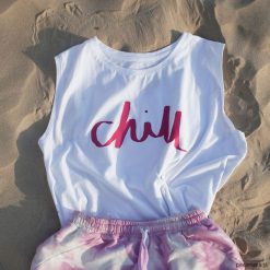 Bluzki, topy, tuniki: Bawełniany Top z nadrukiem CHILL