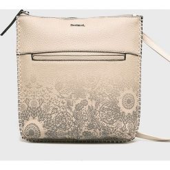 Desigual - Torebka. Szare torebki klasyczne damskie Desigual, w paski, ze skóry ekologicznej, casualowe, na ramię, średnie, z nadrukiem, bez dodatków. W wyprzedaży za 179,90 zł.