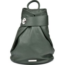 Plecaki damskie: Skórzany plecak w kolorze zielonym – 33,5 x 34 x 1 cm