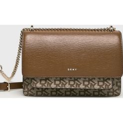 Dkny - Torebka. Pomarańczowe listonoszki damskie DKNY, w paski, ze skóry, na ramię, małe, bez dodatków. W wyprzedaży za 499,90 zł.