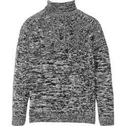 Sweter z golfem i wzorem w warkocze bonprix czarno-biel wełny melanż. Czarne swetry męskie bonprix, s, bez wzorów, z bawełny. Za 54,99 zł.
