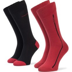 Zestaw 2 par wysokich skarpet męskich BOSS - 2P Rs Logo Stripe Cc 50406444 615. Czerwone skarpetki męskie Boss, bez wzorów, z elastanu. Za 69,00 zł.