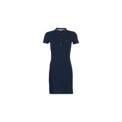 Sukienki krótkie Tommy Hilfiger NEW CHIARA STR PQ DRS. Niebieskie sukienki damskie TOMMY HILFIGER, xl, bez wzorów, bez kołnierzyka, z krótkim rękawem, krótkie, mini. Za 439,00 zł.