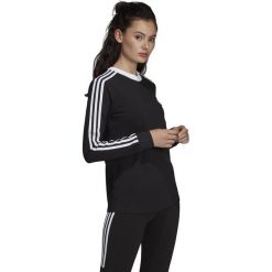 DAMSKA KOSZULKA ADIDAS 3-STRIPES (40). Żółte bluzki sportowe damskie Adidas, w paski, z bawełny, z kontrastowym kołnierzykiem, z długim rękawem, długie, bez kaptura. W wyprzedaży za 129,99 zł.