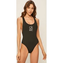 Calvin Klein - Strój kąpielowy. Czarne stroje kąpielowe damskie Calvin Klein, s, z nadrukiem, z elastanu. Za 359,90 zł.