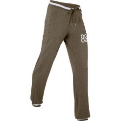 Spodnie sportowe, długie, Level 1 bonprix ciemnooliwkowy melanż. Zielone spodnie damskie bonprix, z nadrukiem, z dżerseju, długie. Za 79,99 zł.