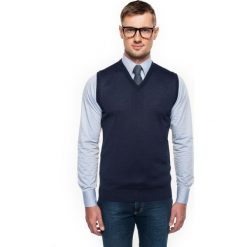 Swetry klasyczne męskie: sweter veneto w serek granatowy