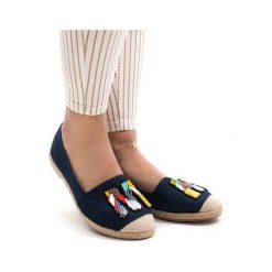 Granatowe espadryle trampki jeans H88-5. Żółte espadryle damskie ButyModne, bez wzorów, z jeansu, bez obcasa. Za 69,00 zł.