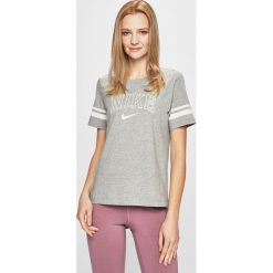 Nike - Top. Szare topy damskie Nike, s, z nadrukiem, z bawełny, z okrągłym kołnierzem. Za 169,90 zł.