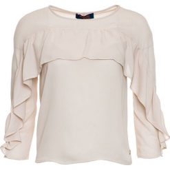 Trussardi Jeans bluzka damska 56C00216-1T002799 42 kremowa. Białe bluzki damskie Trussardi Jeans, bez wzorów, z jeansu, z falbankami, bez rękawów. Za 509,00 zł.