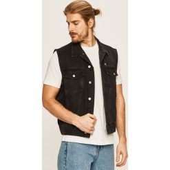 Calvin Klein Jeans - Bezrękawnik jeansowy CK One. Czarne płaszcze męskie Calvin Klein Jeans, s, bez wzorów, z bawełny, krótkie, bez kaptura. Za 399,90 zł.