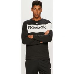 Reebok - Bluza. Czarne bluzy męskie Reebok, s, z nadrukiem, z elastanu, z okrągłym kołnierzem, bez rękawów, bez kaptura. Za 169,90 zł.