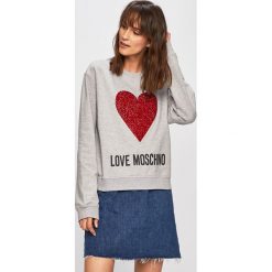 Love Moschino - Bluza. Szare bluzy damskie Love Moschino, z aplikacjami, z elastanu, bez rękawów, bez kaptura. W wyprzedaży za 399,90 zł.