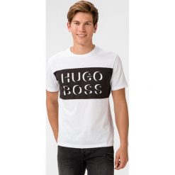 BOSS Tiburt 162 Koszulka Biały. Białe podkoszulki męskie Boss, m, z nadrukiem, z bawełny, bez kołnierzyka, krótkie. Za 264,95 zł.