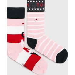 Tommy Hilfiger - Skarpetki dziecięce (2-pack). Fioletowe skarpetki dziewczęce TOMMY HILFIGER, bez wzorów, z elastanu. W wyprzedaży za 24,90 zł.