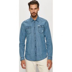 Guess Jeans - Koszula jeansowa. Niebieskie koszule męskie Guess Jeans, s, z aplikacjami, z bawełny, klasyczne, z klasycznym kołnierzykiem, z długim rękawem. Za 399,90 zł.
