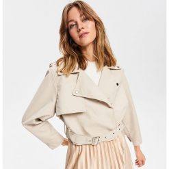 Ramoneska oversize - Kremowy. Białe kurtki damskie Reserved, bez wzorów, bez kaptura. Za 179,99 zł.