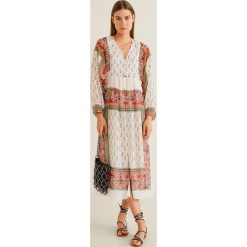Mango - Sukienka Scarf. Białe sukienki damskie Mango, na co dzień, s, bez wzorów, z poliesteru, casualowe, bez kołnierzyka, z długim rękawem, długie, midi, proste. W wyprzedaży za 69,90 zł.