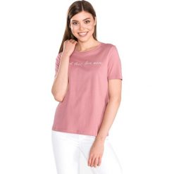 Vero Moda Sarah Olly Koszulka Różowy. Różowe koszulki damskie Vero Moda, xs, z haftami, z bawełny, bez kołnierzyka, z krótkim rękawem. Za 57,95 zł.