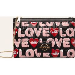Love Moschino - Torebka. Czarne listonoszki damskie Love Moschino, w paski, ze skóry ekologicznej, na ramię, pikowane, bez dodatków. W wyprzedaży za 449,90 zł.