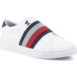 Sneakersy TOMMY HILFIGER - Slip On Elastic Casual Sneaker FW0FW04597 White YBS. Białe półbuty damskie TOMMY HILFIGER, ze skóry ekologicznej. Za 449,00 zł.
