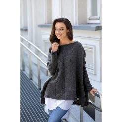 Modny sweter ponczo grafit molly. Poncza damskie Lemoniade, na zimę, uniwersalny, bez wzorów, ze splotem. Za 149,90 zł.