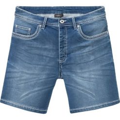 Bermudy dżinsowe dresowe Slim Fit bonprix niebieski "bleached”. Niebieskie jeansy męskie bonprix, m, bez wzorów, z jeansu. Za 109,99 zł.